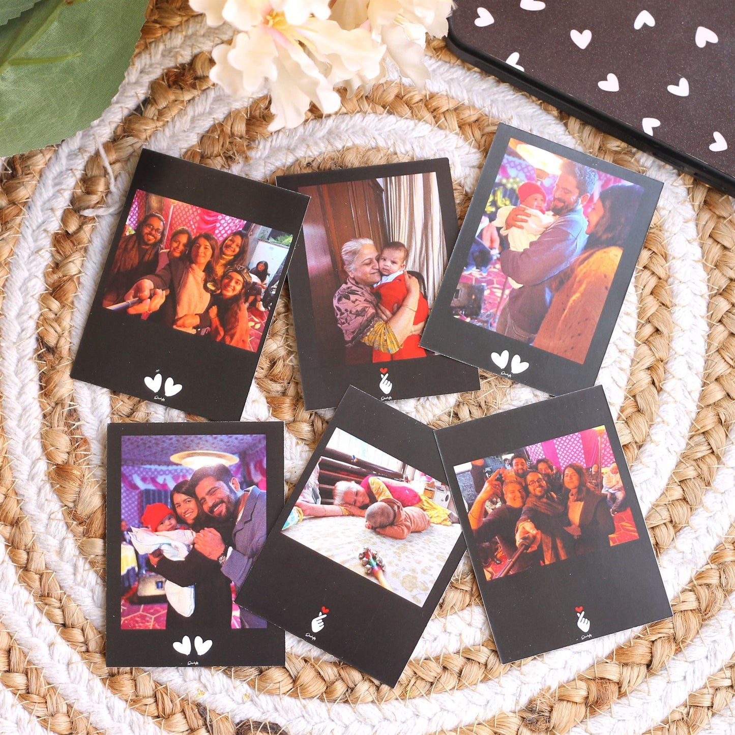 Classic Black Personalised Polaroid Magnets (Set Of 6)