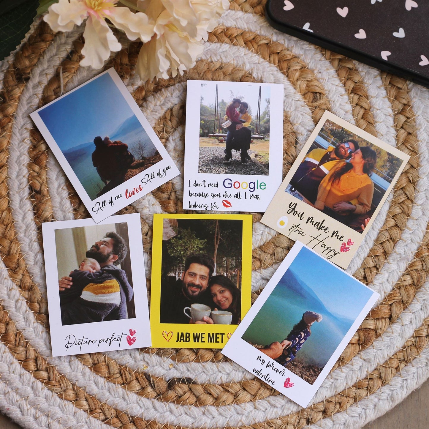 Classic Personalised Polaroid Magnets With Quotes (Set Of 6)