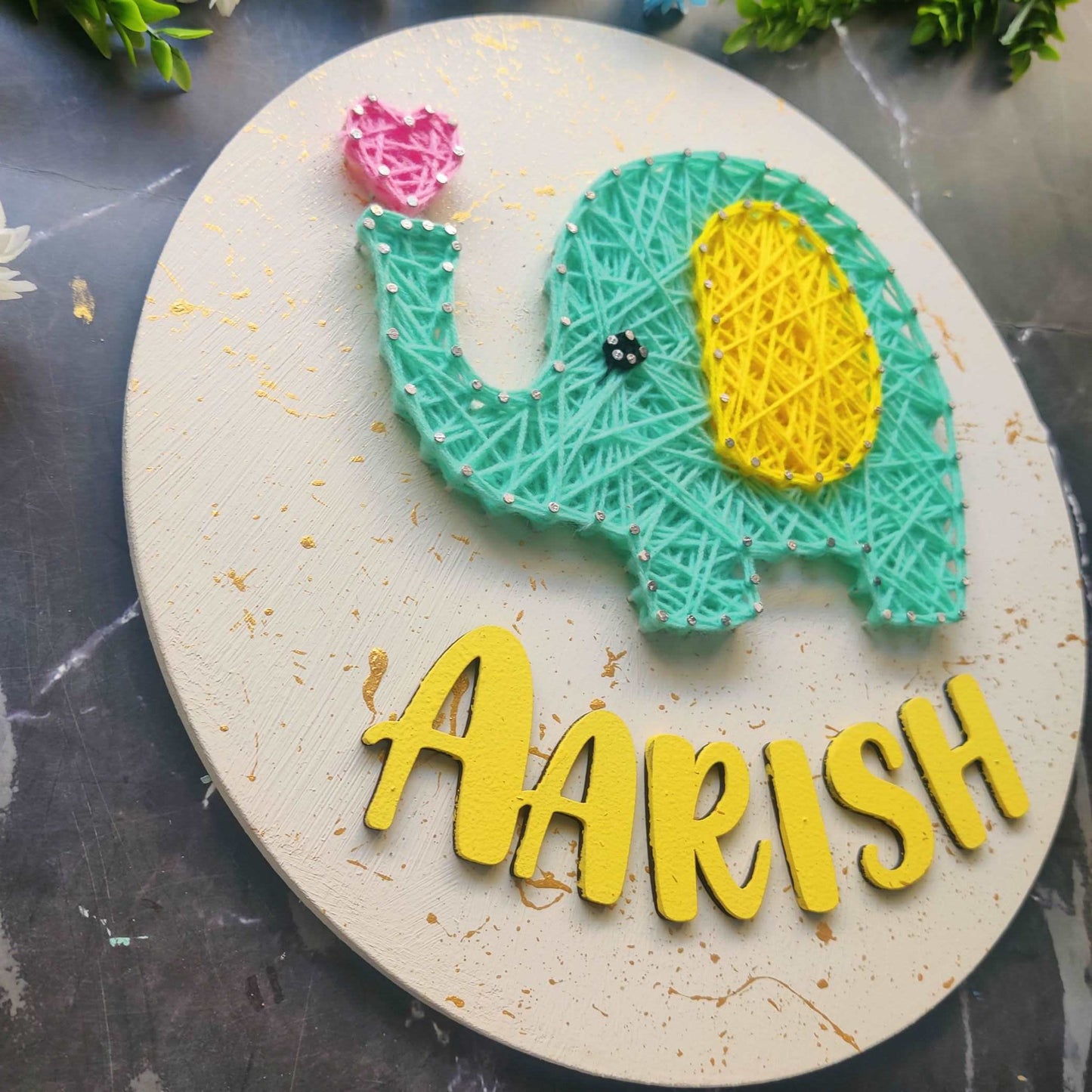 Cute Elephant String Art Nameplate