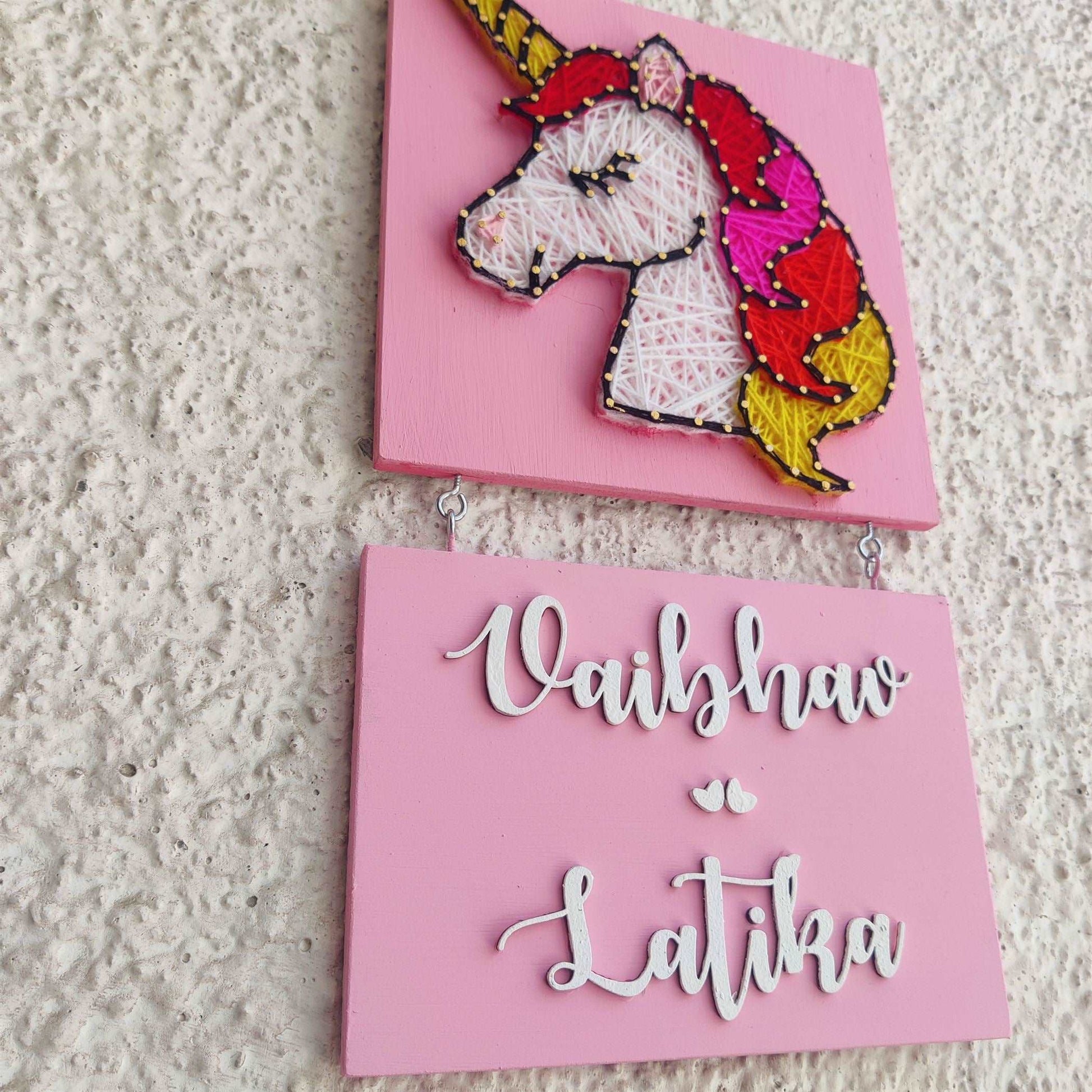 Pink Unicorn Nameplate