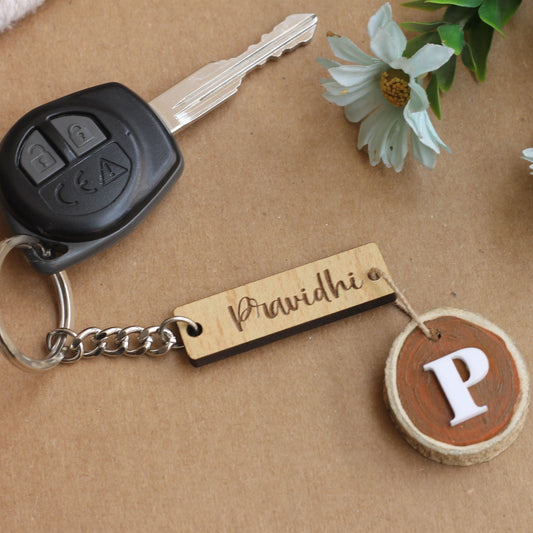 Personalised Pinewood Keychain Couple (Set Of 2)