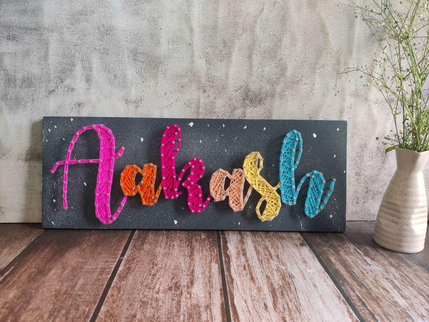 Colorful String Art Nameplate (Max 9 letters)