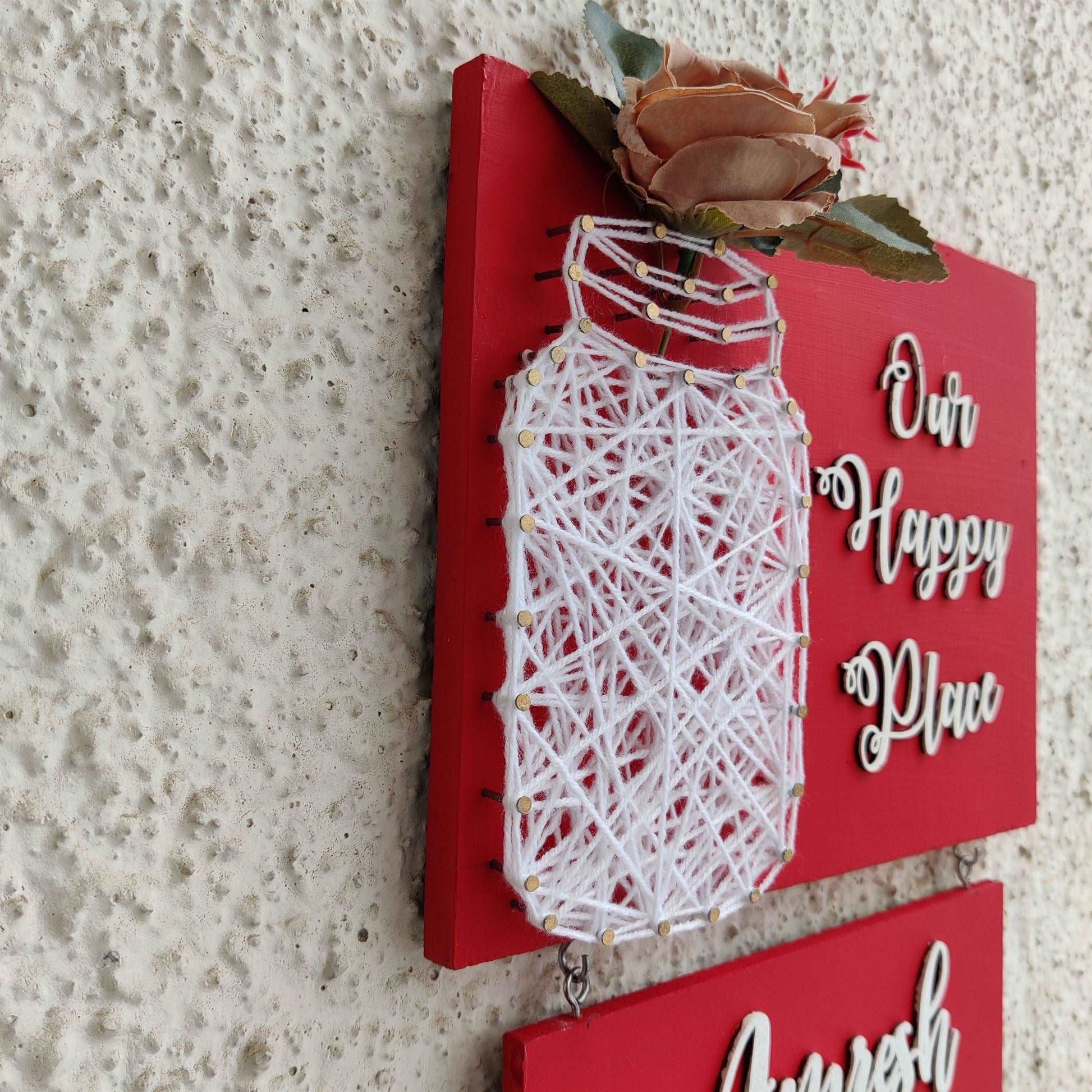 Our Happy Place Mason Jar String Art Nameplate