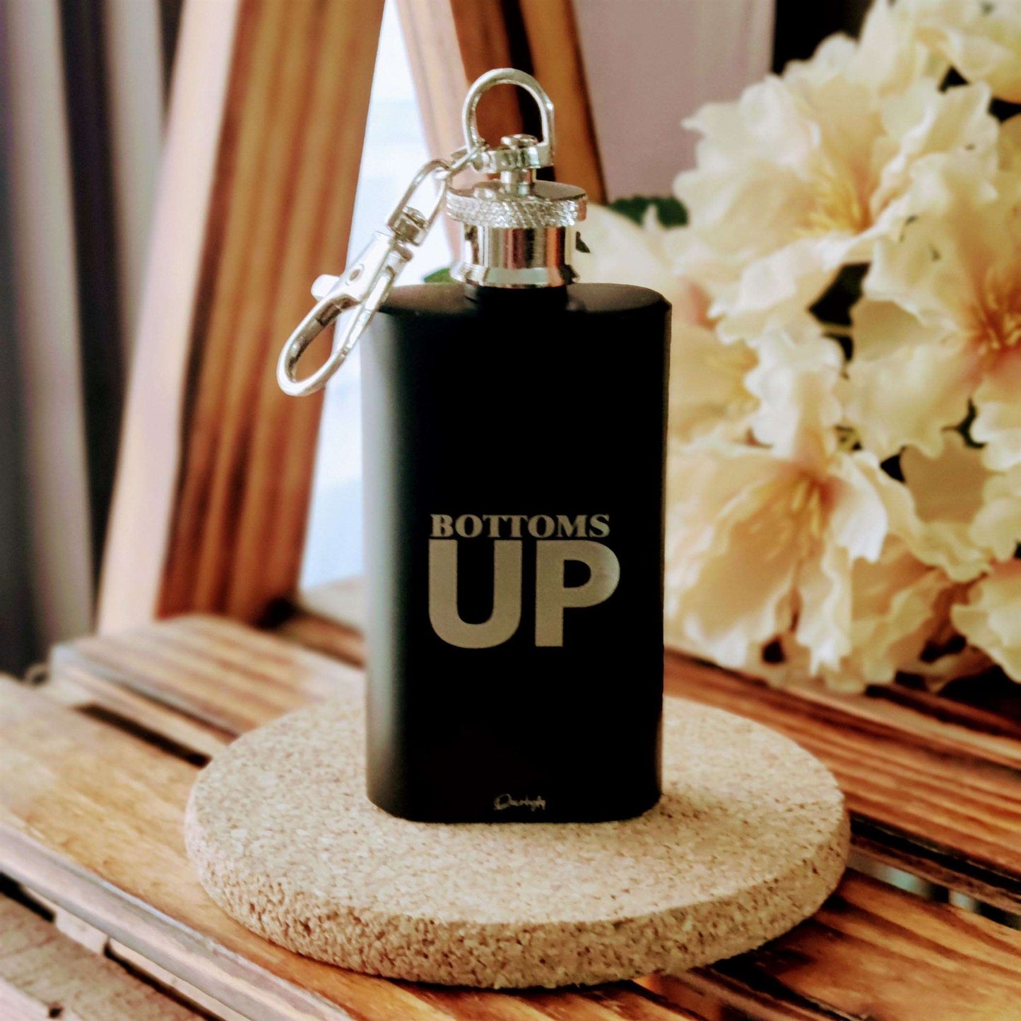 Bottoms UP 60ml Hipflask Keychain