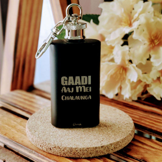 Gaadi Aaj Mei Chalaunga 60ml Hipflask Keychain