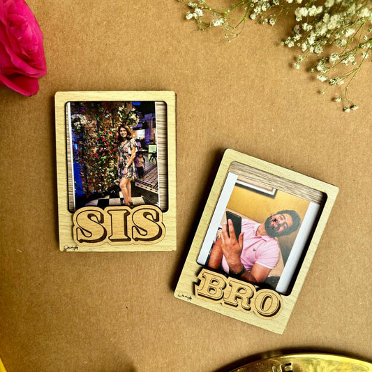 BRO SIS LOVE Photo Frame Magnet