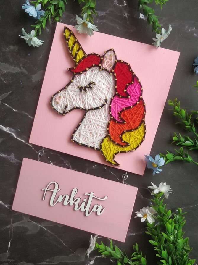 Pink Unicorn Nameplate